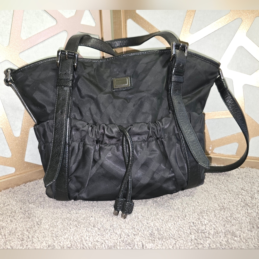 Burberry tote black plaid bag shoulder bag Lrg